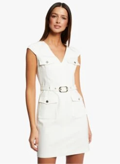 MORGAN RBILLY - White Short Fitted Cotton-blend Dress