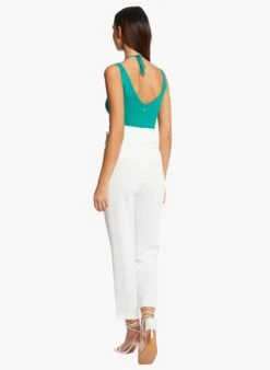 MORGAN MSTEFI - Green V-neck Knit Top -Morganmai Store 4111707