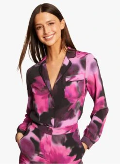 MORGAN CHARM - Multicolored Straight Abstract Print Shirt -Morganmai Store 4111730