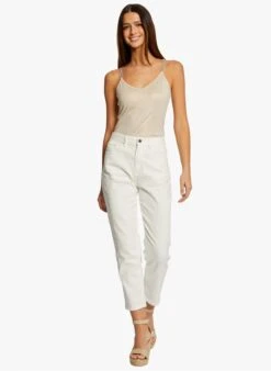 MORGAN BAMBI - Beige V-neck Top With Chain Straps -Morganmai Store 4111763