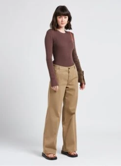 ROBIN - Brown Ribbed Knit V-neck Cardigan -Morganmai Store 4112064