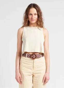 Sessun BINIBECA - White Tank Top With Straps That Cross On The Back