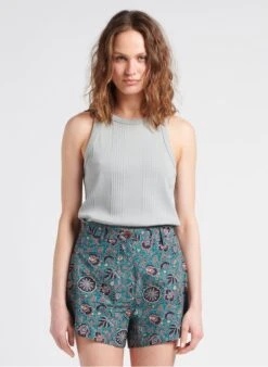 Sessun ZANTE - White Round-neck Ribbed Cotton Tank Top