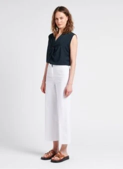 Sessun DELLE - Green Fluid V-neck Jersey T-shirt -Morganmai Store 4112601