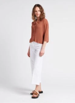 Sessun GILLO - Brown Buttoned Cardigan With Classic Collar -Morganmai Store 4112605