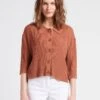 Sessun GILLO - Brown Buttoned Cardigan With Classic Collar