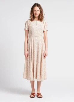 Sessun ADELAIDA - White Printed Viscose Midi Dress