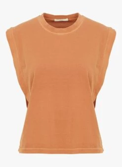 Sessun ORLANDO - Brown Round-neck Cotton T-shirt -Morganmai Store 4113520