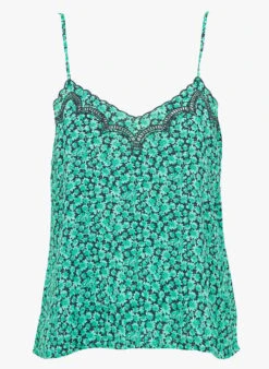 LE TEMPS DES CERISES JANNA - Green Floral Pattern V-neck Camisole -Morganmai Store 4113550