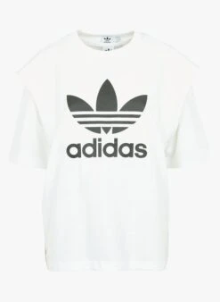 ADIDAS White Round-neck Cotton T-shirt With Screen-printed Logo -Morganmai Store 4113594