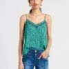 LE TEMPS DES CERISES JANNA - Green Floral Pattern V-neck Camisole