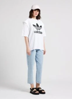 ADIDAS White Round-neck Cotton T-shirt With Screen-printed Logo -Morganmai Store 4115936