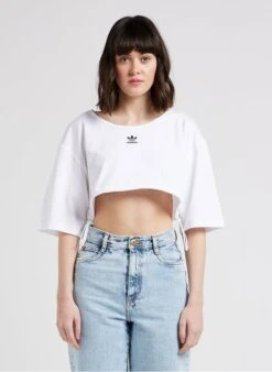 ADIDAS White Round-neck Cotton T-shirt With Screen-printed Logo -Morganmai Store 4115941