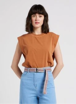 Sessun ORLANDO - Brown Round-neck Cotton T-shirt