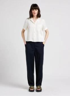 THEORY White Silk Shirt With Classic Collar -Morganmai Store 4116221