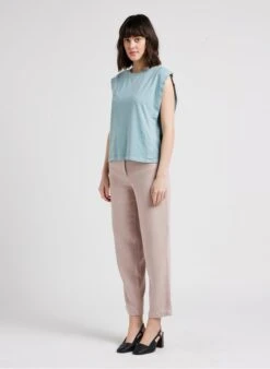 Sessun ORLANDO - Blue Round-neck Cotton T-shirt -Morganmai Store 4116227