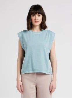 Sessun ORLANDO - Blue Round-neck Cotton T-shirt