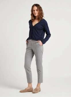 ONE STEP Blue V-neck Organic Cotton Cardigan -Morganmai Store 4120626