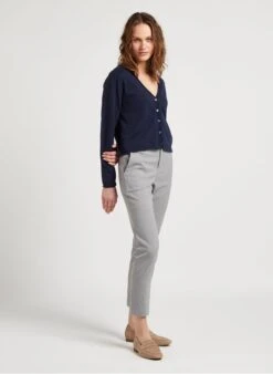 ONE STEP Blue V-neck Organic Cotton Cardigan -Morganmai Store 4120629