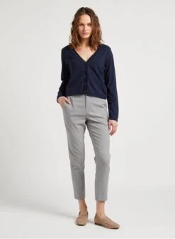 ONE STEP Blue V-neck Organic Cotton Cardigan -Morganmai Store 4120630