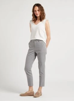 ONE STEP White V-neck Linen Top -Morganmai Store 4120637