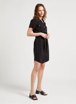 ONE STEP Black Short Shirt Dress -Morganmai Store 4120923