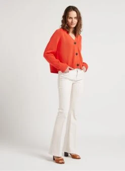 Whistles KARINE - Red Buttoned Cotton Cardigan -Morganmai Store 4121099