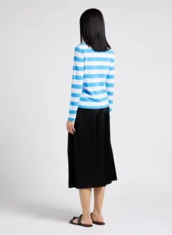 Whistles Multicolored Round-neck Striped Cotton Top -Morganmai Store 4121357