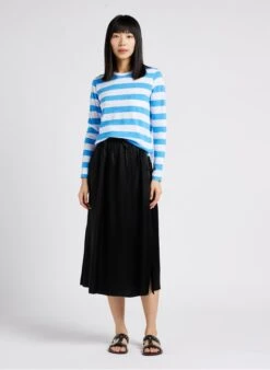 Whistles Multicolored Round-neck Striped Cotton Top -Morganmai Store 4121358