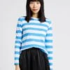 Whistles Multicolored Round-neck Striped Cotton Top