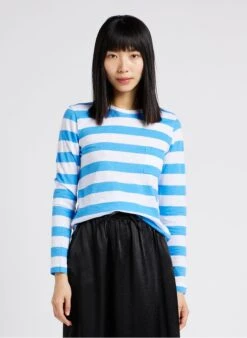 Whistles Multicolored Round-neck Striped Cotton Top