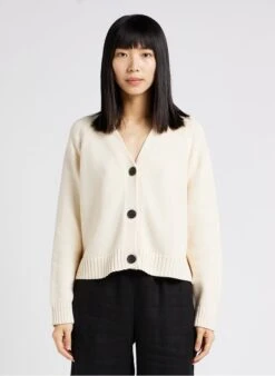 Whistles KARINE - White Buttoned Cotton Cardigan