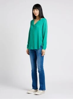 Vila Green Crepe Henley Shirt -Morganmai Store 4121572