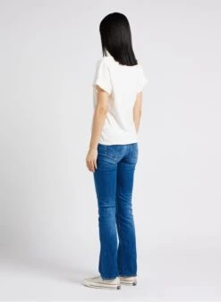 Maison Labiche CHATEAU OUT OF OFFICE - White Straight V-neck Linen And Cotton Blend T-shirt -Morganmai Store 4121592