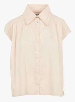 THEA - Beige Loose-fit Cotton Shirt With Classic Collar -Morganmai Store 4122255