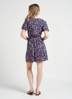 JESSY - Blue Short Printed Double-breasted Dress -Morganmai Store 4123012