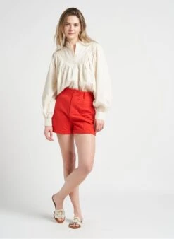 Vila HALEY - Beige Loose-fit Embroidered Cotton Shirt -Morganmai Store 4123063