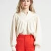 Vila HALEY - Beige Loose-fit Embroidered Cotton Shirt