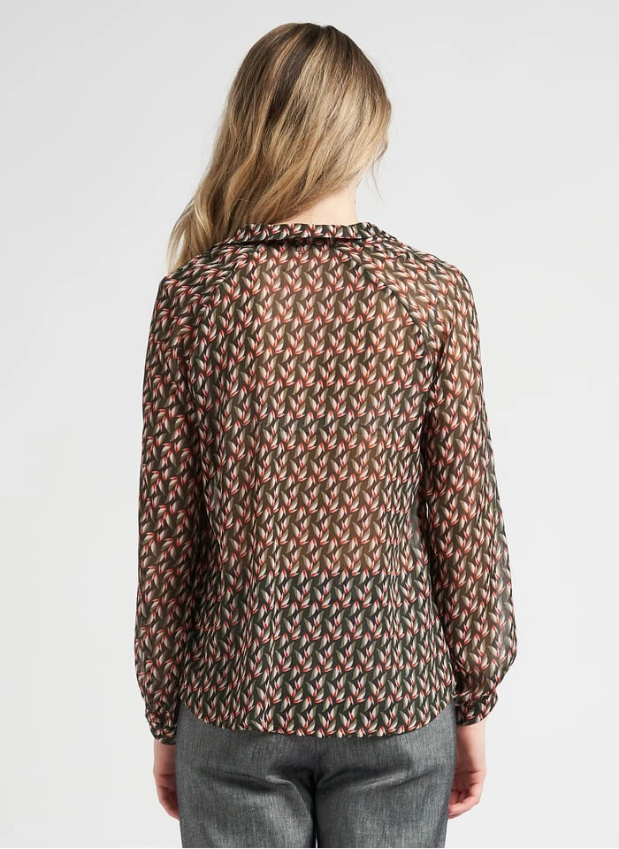 ONE STEP Green Printed Voile Henley Blouse 2 ONE STEP Green Printed Voile Henley Blouse - Image 2