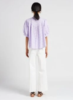 JADE - Purple Cotton Broderie Anglaise Blouse -Morganmai Store 4123615