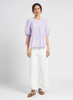 JADE - Purple Cotton Broderie Anglaise Blouse -Morganmai Store 4123616