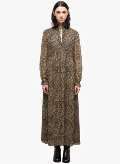 THE KOOPLES Beige Long Leopard Print Dress