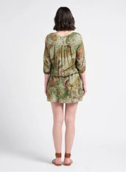 Ikks Green Short Printed Dress -Morganmai Store 4128250
