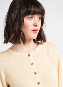 Soeur TITA - Beige Round-neck Cotton Cardigan -Morganmai Store 4128467