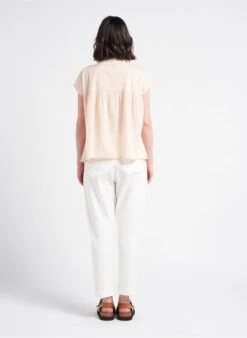 THEA - Beige Loose-fit Cotton Shirt With Classic Collar -Morganmai Store 4128480