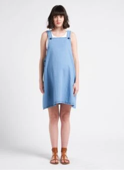 APRIL - Blue Cotton Maternity Overall Dress -Morganmai Store 4128594