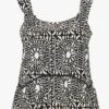 MARGUERITE - Black Sleeveless Printed Vest Top