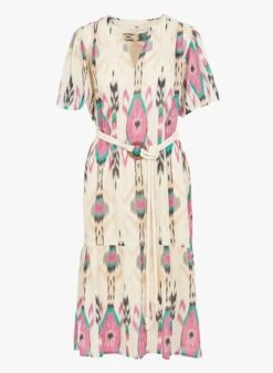 RONNY - White Loose-fit V-neck Cotton Dress -Morganmai Store 4130528