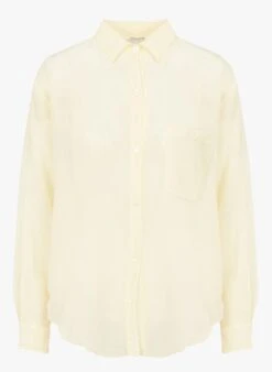 Yellow Loose-fit Cotton-blend Shirt -Morganmai Store 4131905