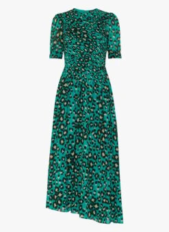 Whistles Multicolored Long Printed Round-neck Dress -Morganmai Store 4132275